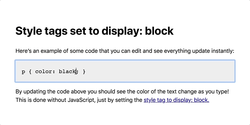 Did you know that style and script tags can be set to display: block?