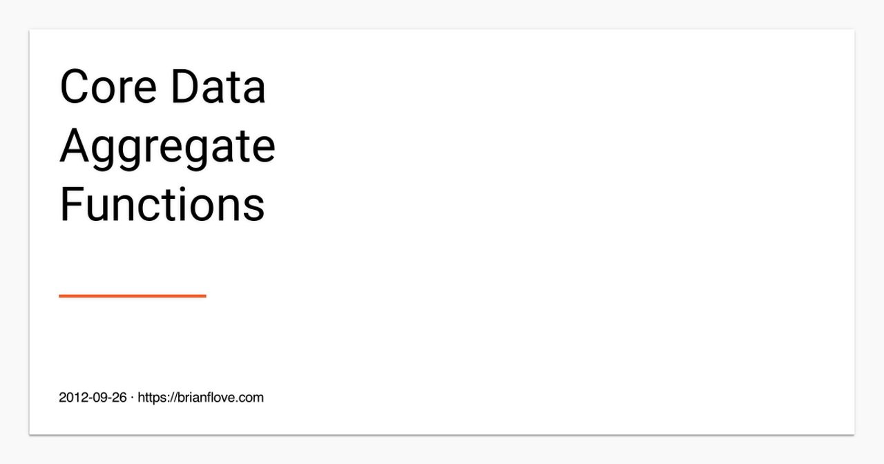 Core Data Aggregate Functions